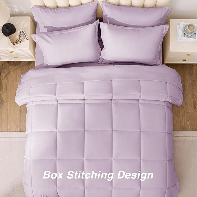 Love's cabin Twin XL Comforter Set Light Purple, 5 Pieces Twin XL Bed in a Bag - Image 4
