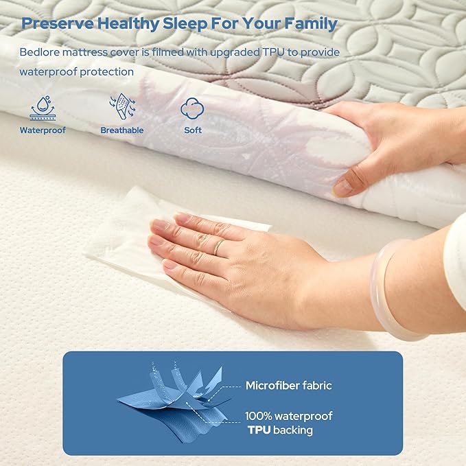 BEDLORE Waterproof Mattress Protector, Cal King Size Mattress Pad - Image 2