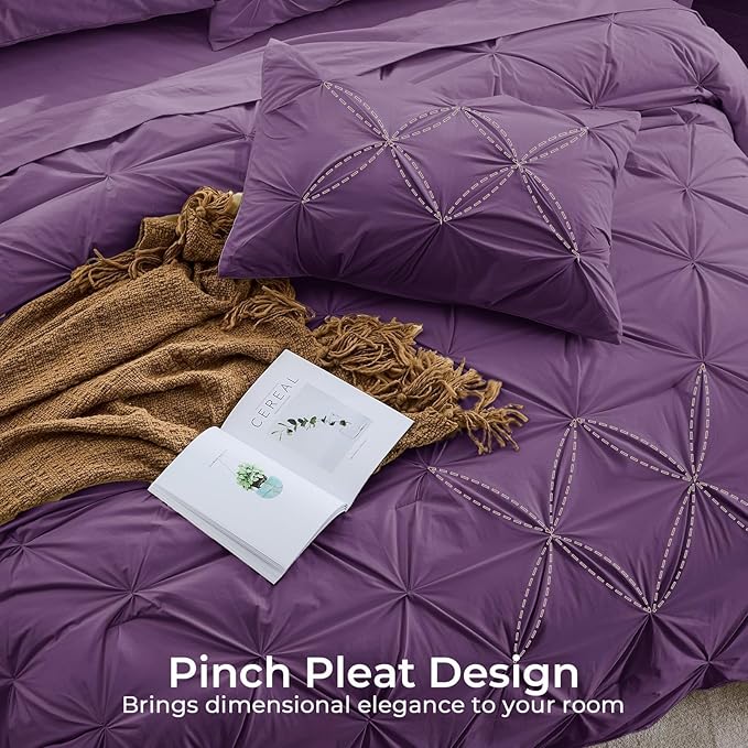 Sasttie Full Size Comforter Set, 7-Piece Bed in a Bag Double, Pintuck Bedding - Image 4