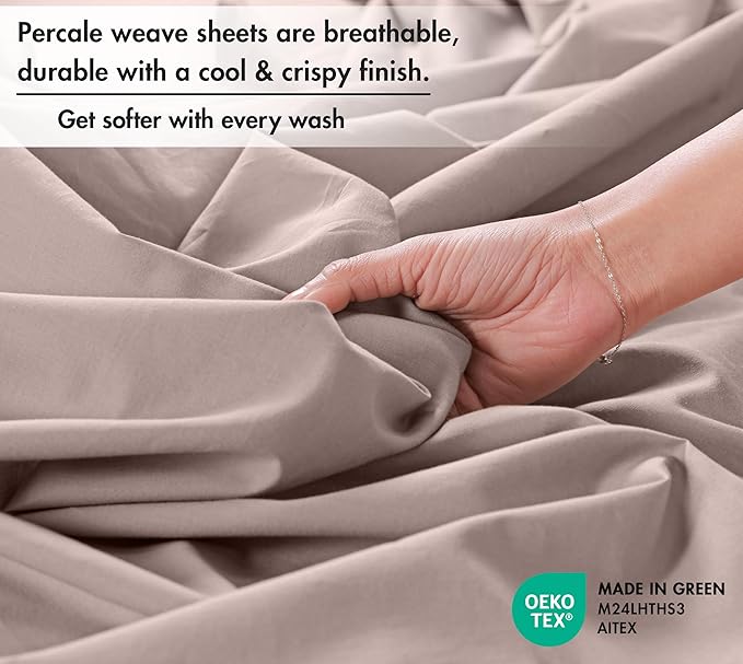 RUVANTI 100% Cotton Sheets – California King Percale Bedding, Cooling & - Image 4