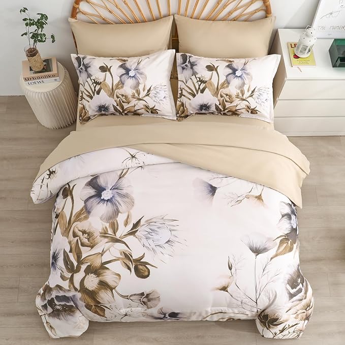 Luxudecor Floral Comforter Set Full Size 7 Piece, Elegant Floral Comforter - Image 3