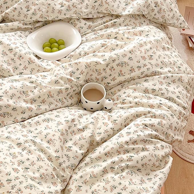 mixinni Boho Floral Girls Duvet Cover Set Twin Size Soft Cotton Comforter Cover - Image 5
