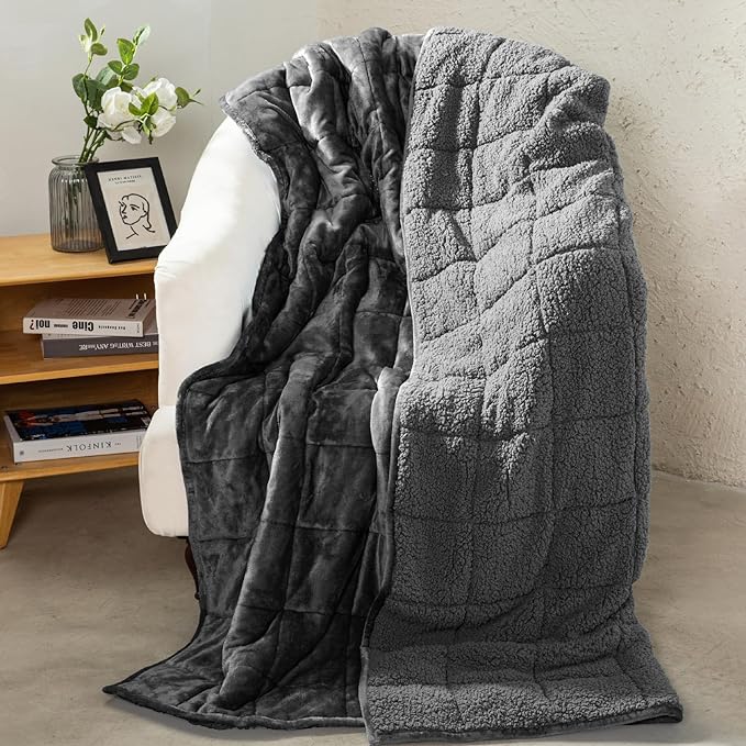 Aemicion Weighted Blanket for Adults Twin Size Sherpa Fleece Heavy Blanket for - Image 7