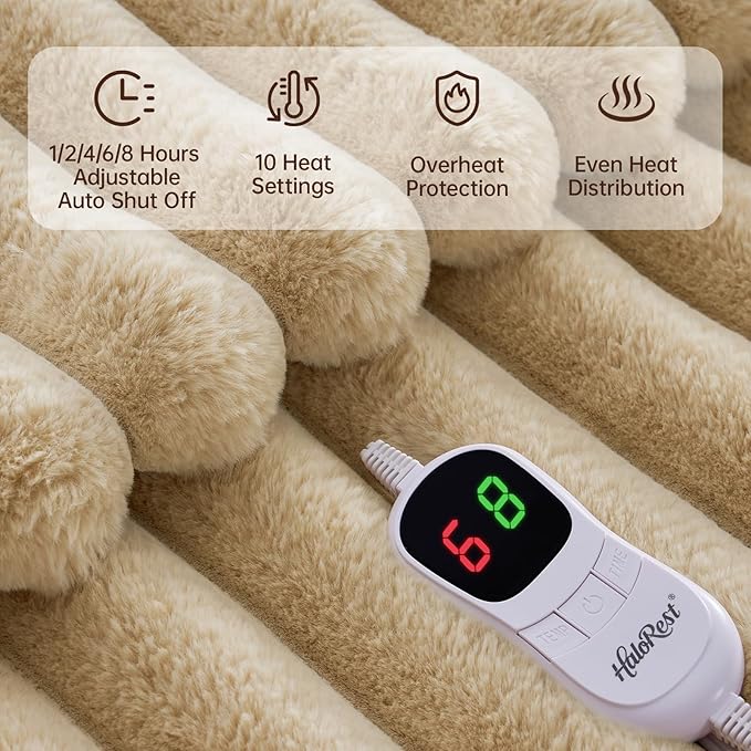 Heated Blanket Full Size, Faux Fur Cozy Heating Blanket - Image 3