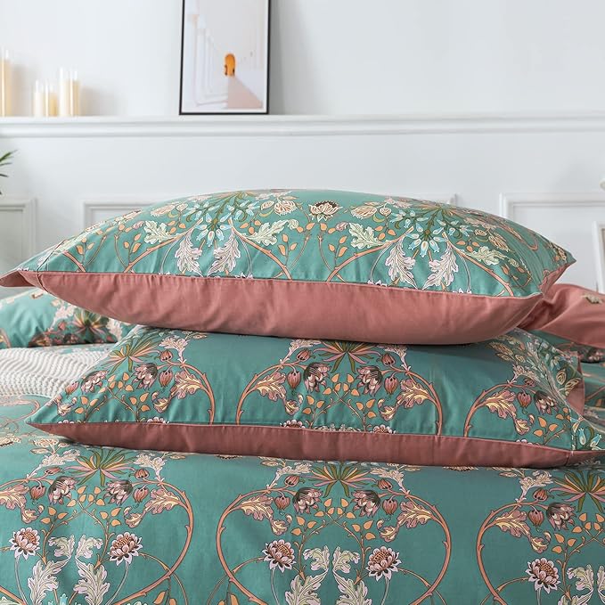 FADFAY Duvet Cover Set Floral Bedding Button Closure Twin 100% Cotton 600 TC - Image 9