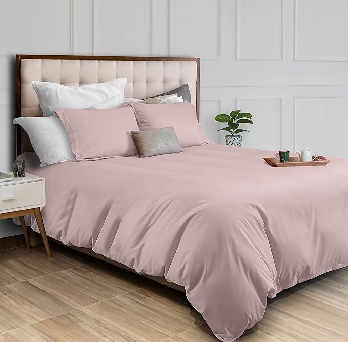 White Classic Pink Duvet Cover King Size, Microfiber Duvet Cover by WhiteClassic