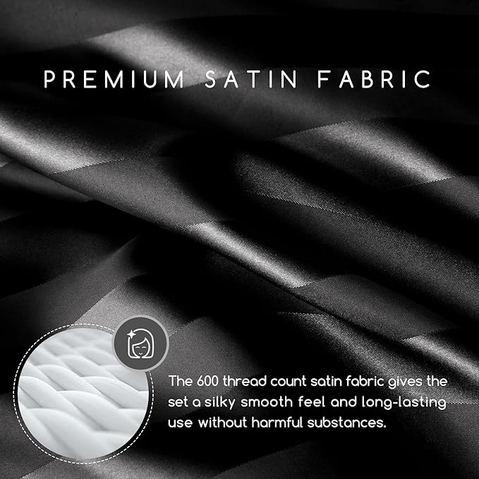 MR&HM Satin Bed Sheets, Queen Size Sheets Set - Image 3