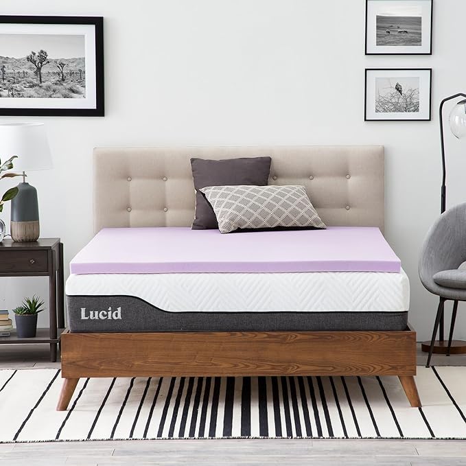 Lucid 2 Inch Lavender Memory Foam Mattress Topper, Twin XL Size – Essential Oil by Lucid