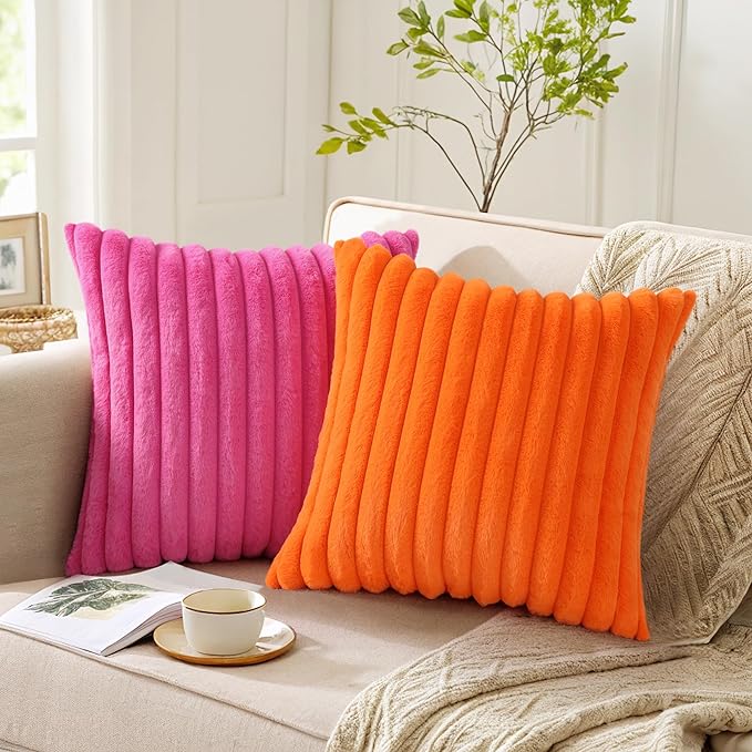 Pallene Faux Fur Plush Throw Pillow Covers 22x22 Set of 2, Luxury Soft Fluffy - Image 5