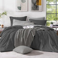 Monbix King Size Comforter Set, Dark Grey King Size Bed Set Reversible 7 Pieces by Monbix