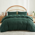 AveLom Dark Green Seersucker Duvet Cover Set King Size, 3 Pieces, Ultra Soft by AveLom