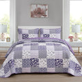 Mybedsoul Purple Quilt Set King Size Quilt Bedding Set Brown Plaid, 3 Pieces by Mybedsoul