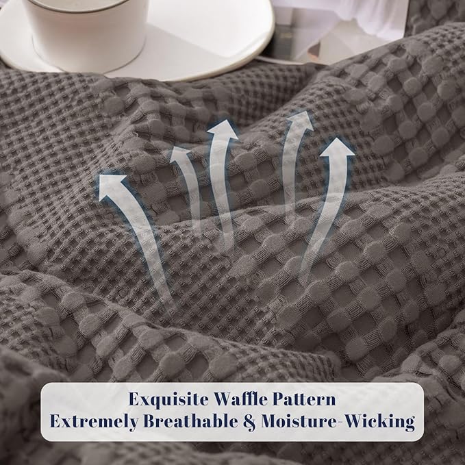 PHF Cooling Waffle Blanket Twin Size, Lightweight 60% Rayon from Bamboo & 40% - Image 4