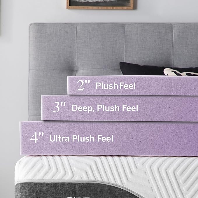 Lucid 3 Inch Lavender Memory Foam Mattress Topper, Full Size – Essential Oil - Image 3