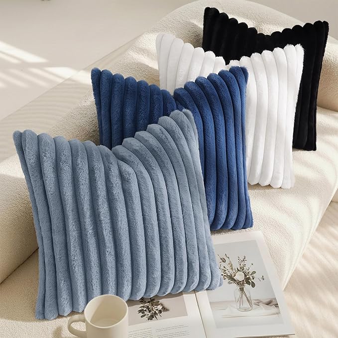 decorUhome Cozy Faux Fur Throw Pillow Covers 12x20 Set of 2 Decorative Soft - Image 7