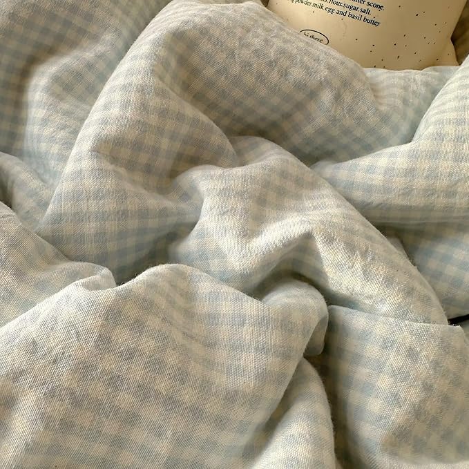 MKXI Blue Gingham Duvet Cover Set Full Size - Image 8