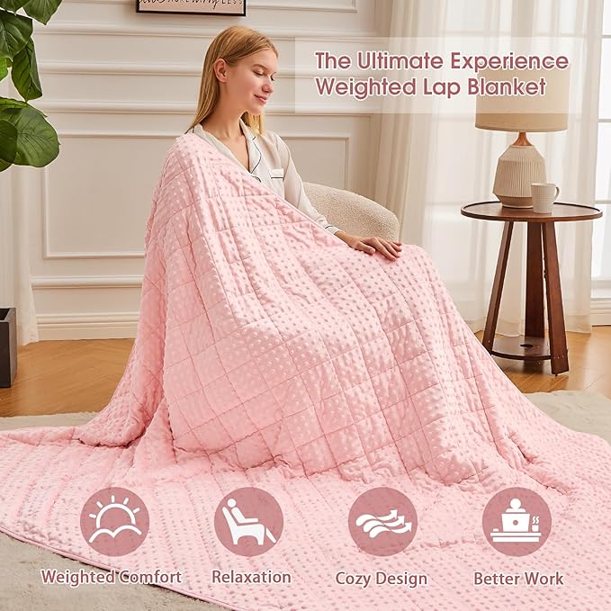 Pink Weighted Blanket for Adults 15lbs, Twin Full Size Cooling Minky Heavy - Image 4