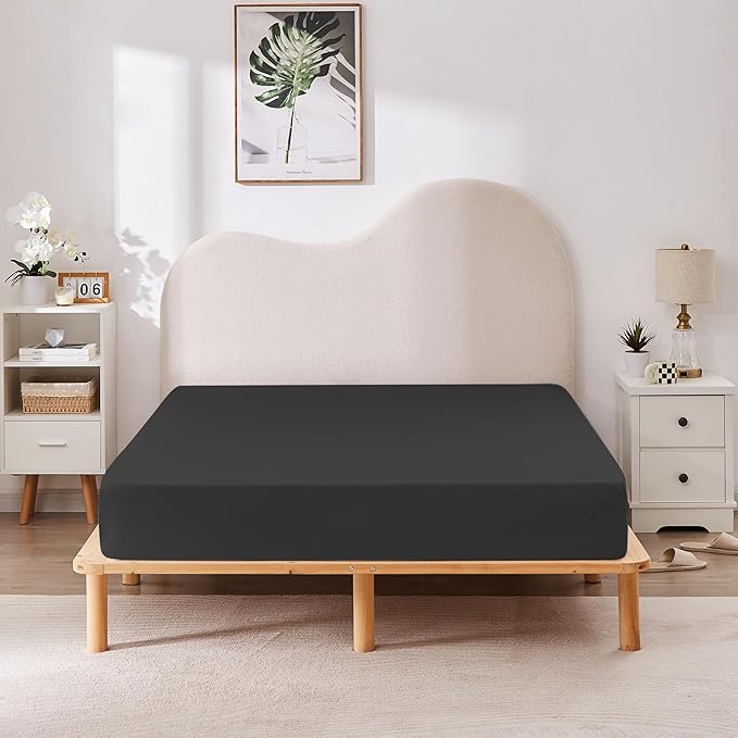 HBHLFZ Twin Fitted Sheet Only, Soft Breathable Bottom Sheet - Image 6