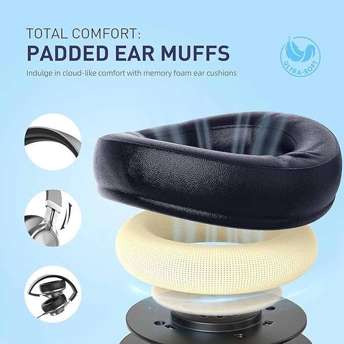 AILIHEN C90 Wired Headphones with Microphone Volume Control, Noise Reduction Over Ear Headphones Wired 3.5mm, Super Soft Corded Headphone for Cellphones, Tablet and Chromebook (Grey)-DeskoryOffice