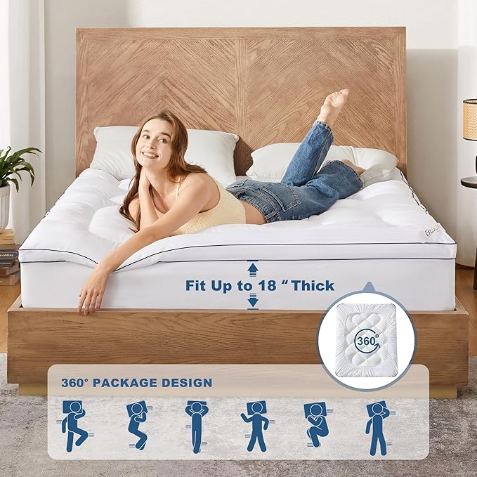 BEDLORE King Mattress Topper, Thick Pillow Top Pad - Image 5