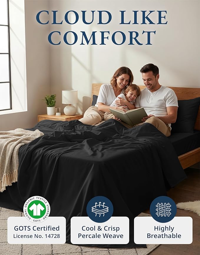 LANE LINEN 100% Organic Cotton Twin Bed Sheet Set, Soft & Breathable Twin Sheet - Image 2