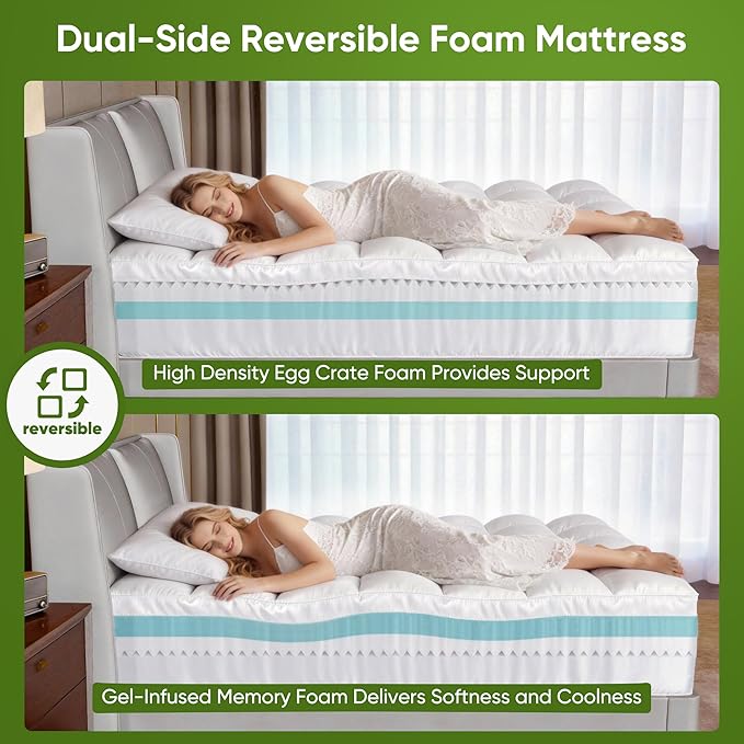 5 Inch California King Mattress Topper, Memory Foam Mattress Toppers -2.5" Gel - Image 5