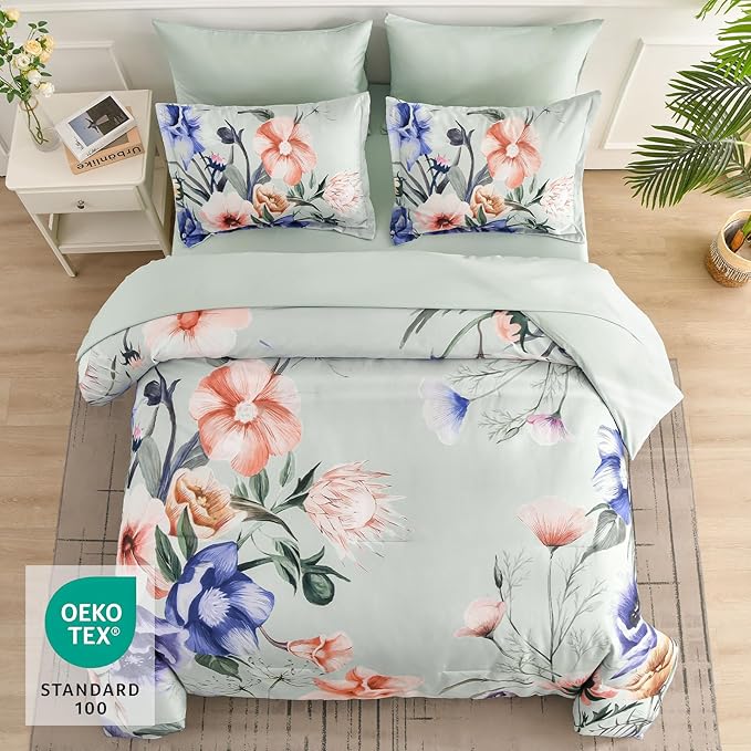 Luxudecor Floral Comforter Set Queen Size 7 Piece, Elegant Floral Comforter - Image 3
