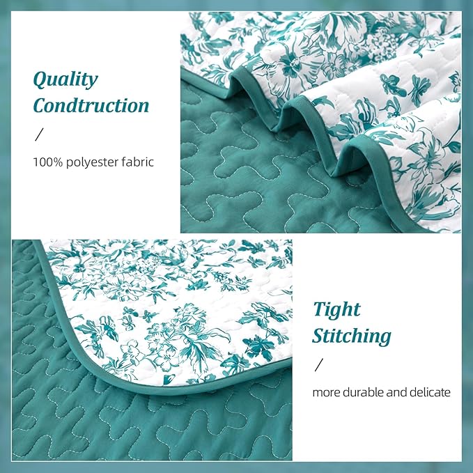 WONGS BEDDING Quilt King Size, Teal Quilt Bedding Set - Image 4