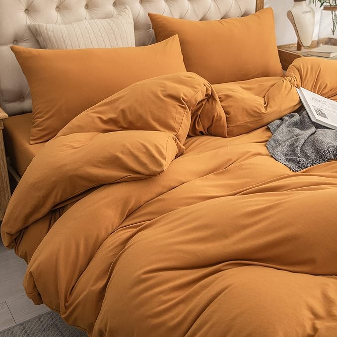 PURE ERA Jersey Knit Duvet Cover Set 100% T-Shirt Cotton Super Soft Comfy 2pc - Image 4