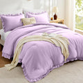 FUANNA King Size Comforter Set Lavender, 3 Pieces Ruffle King Bedding Set by FUANNA