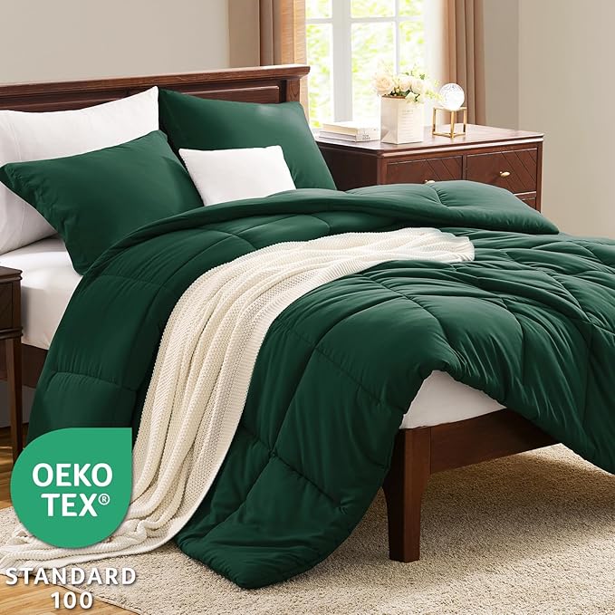 CozyLux Twin/Twin XL Comforter Set Emerald Green - Image 3