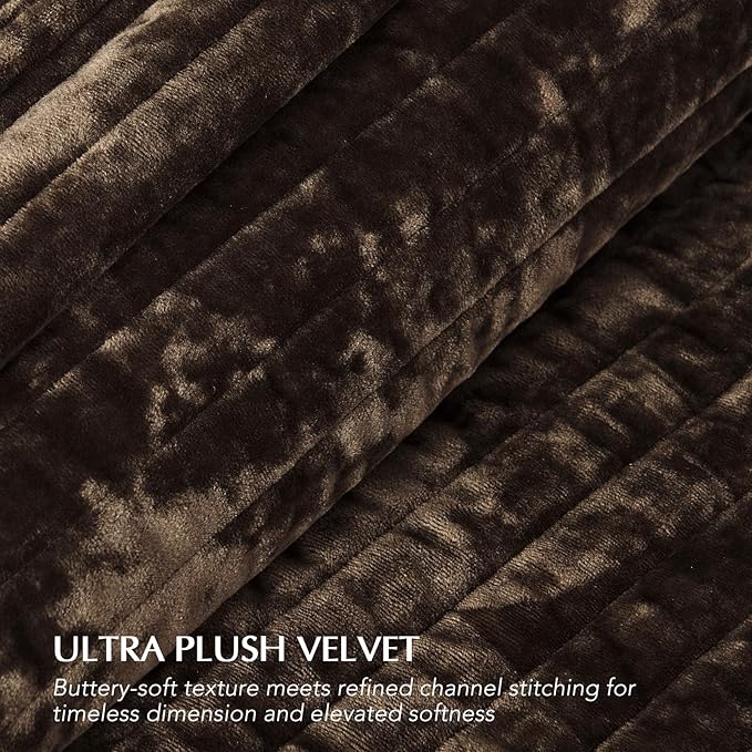 EVERGRACE Velvet Quilt Set King Size, Luxurious Soft Striped Channel Bedding Set - Image 5
