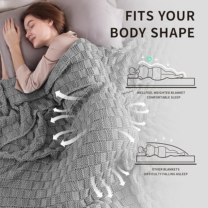 Knitted Weighted Blanket for Adult, No Beads Heavy Blanket 48” x 72'' 10lbs - Image 3