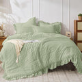 JOLLYVOGUE Sage Green King Comforter Set, 3 Pieces Seersucker Comforters King by JOLLYVOGUE