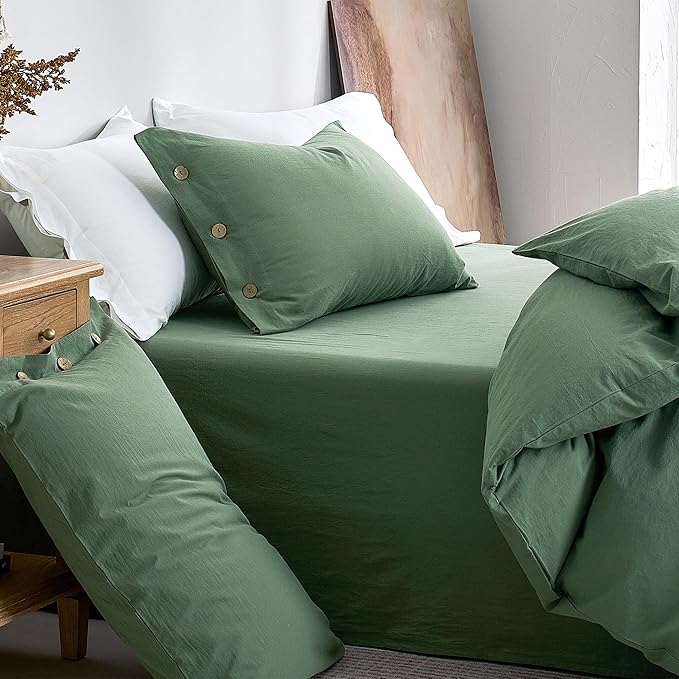JELLYMONI 100% Washed Cotton Duvet Cover Full – Soft, Breathable Linen-Look - Image 9