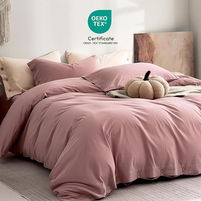JELLYMONI 100% Washed Cotton Duvet Cover Full – Soft, Breathable Linen-Look - Image 2