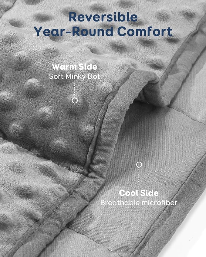 Kivik Weighted Blanket 12 lbs for Adults, Minky Dot Heavy Blankets, Microfiber - Image 3
