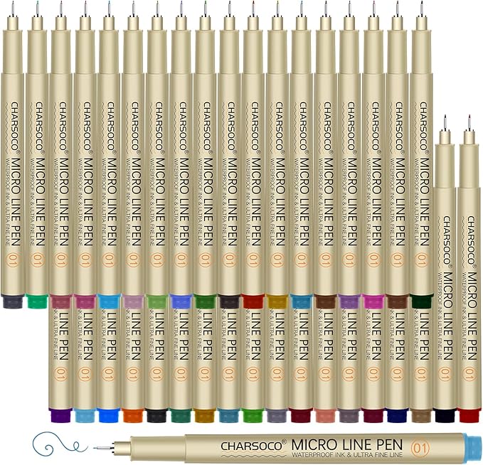 01 Micro Pen, Fine Point Pen with 36 Colors, Waterproof Archival Ink, 0.25mm Fineliner Ink Pens for Artist Illustration, Sketching, Anime, Manga, Technical Drawing and Scrapbooking-DeskoryOffice