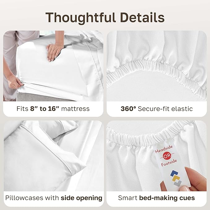 California Design Den Soft 100% Cotton Full Size Bed Sheets Set, 400 TC Good - Image 6