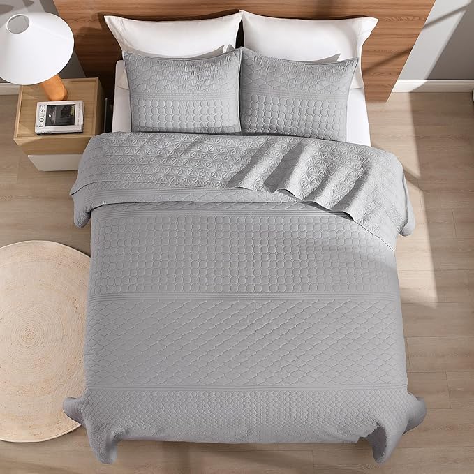 HORIMOTE HOME Grey Queen Size Quilt Set - Image 5
