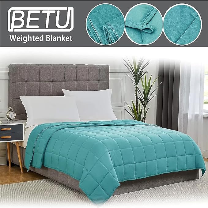 Teal Weighted Blanket for Adults 20lbs, King Size Cooling Heavy Throw Blanket - Image 3