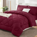 CozyLux Queen Comforter Set Burgundy by CozyLux