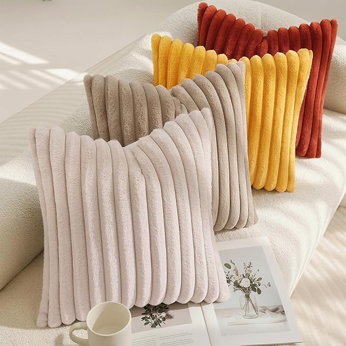 decorUhome Cozy Faux Fur Throw Pillow Covers 26x26 Set of 2 Decorative Soft - Image 7
