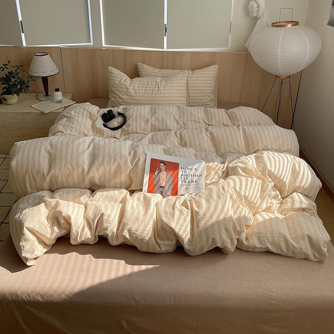 mixinni Retro Striped Duvet Cover Set King Size - Image 2