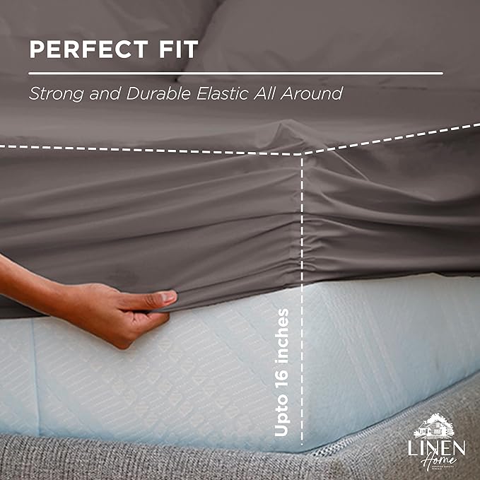 Linen Home 100% Cotton Percale Twin Fitted Sheet - Image 3