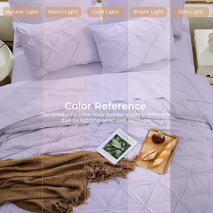 Sasttie King Size Comforter Set, 7-Piece Bed in a Bag, Pintuck Bedding Sets - Image 8