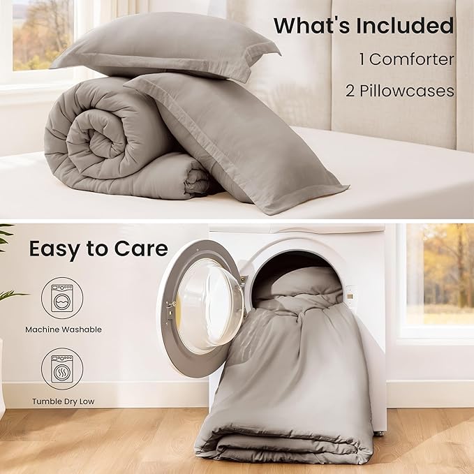 Love's cabin Burlwood Queen Comforter Set, 3-Piece Prewashed Bed Set - Image 8