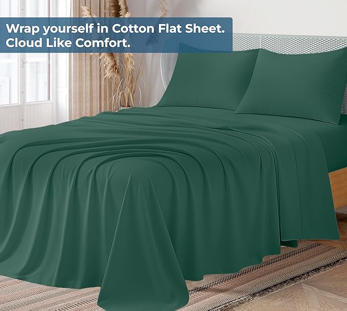 Royale Linens 100% Organic Cotton King Flat Sheet Only - Image 2