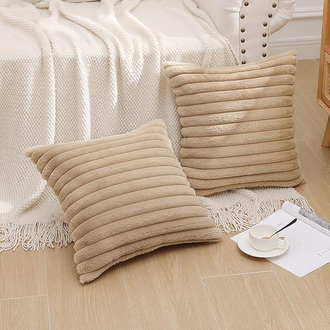 Pallene Faux Fur Plush Throw Pillow Covers 20x20 Set of 2, Luxury Soft Fluffy - Image 7