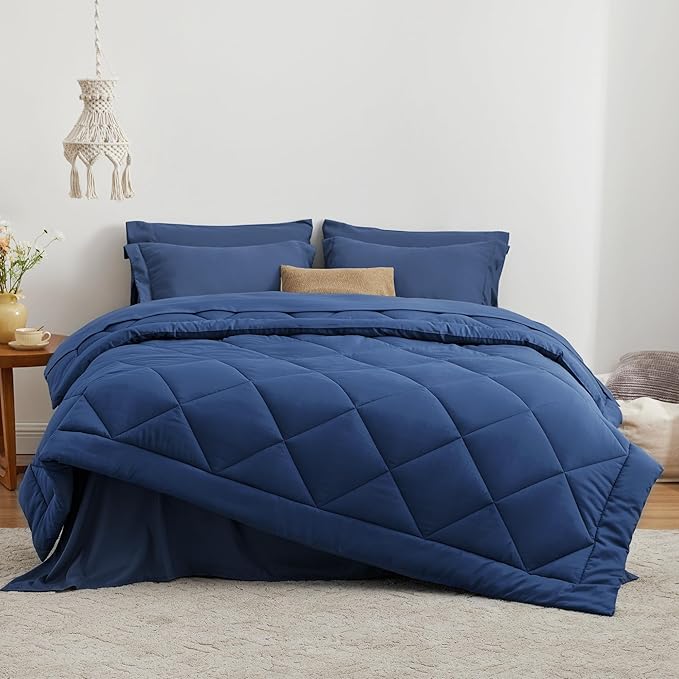 Love's cabin Twin XL Comforter Set Dark Blue, 5 Pieces Twin XL Bed in a Bag - Image 2